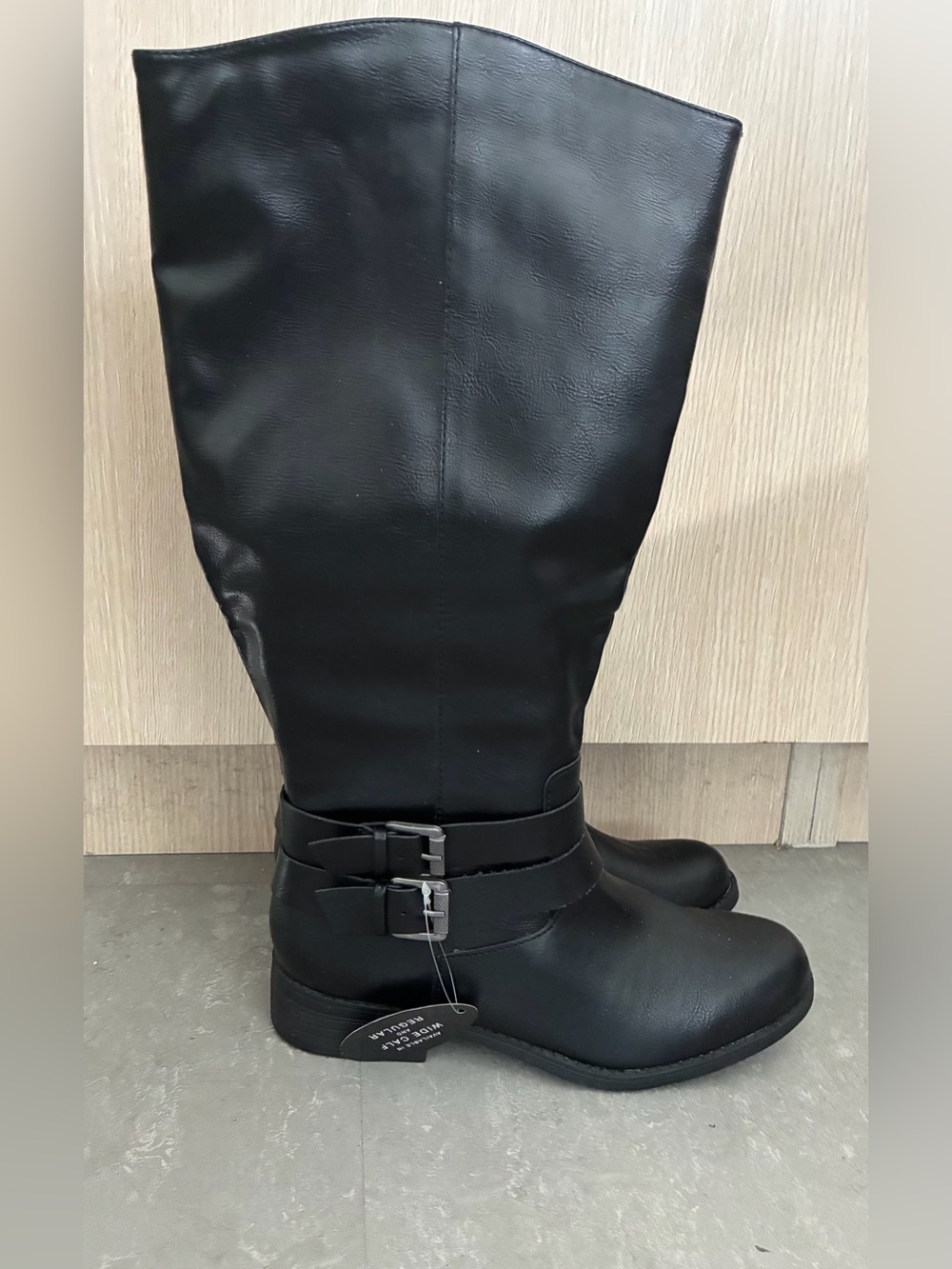 NWT Style & Co Black Wide Calf Riding Buckle Boots Size 7